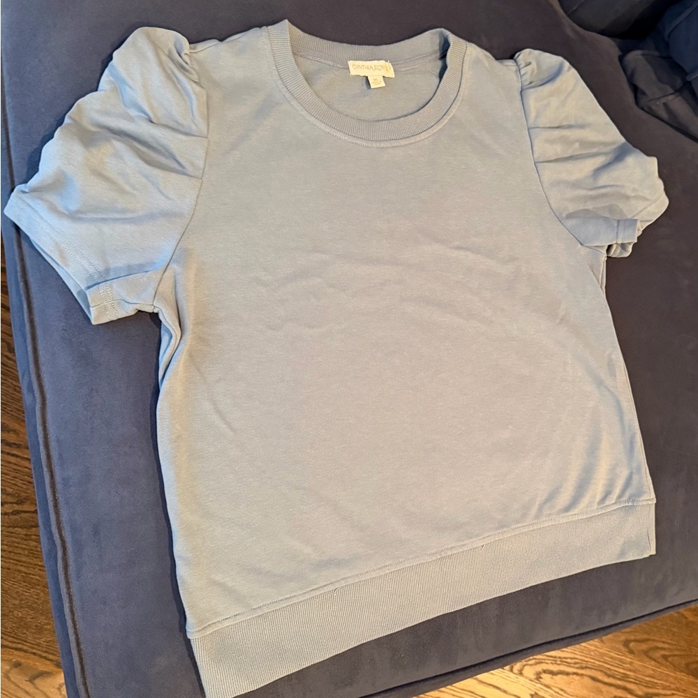 Cynthia Rowley Sky Blue Puff Sleeve Blouse